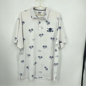 Tattoo Golf Aloha collection cool stretch Hawaiian polo shirt white blue Sz 4XL